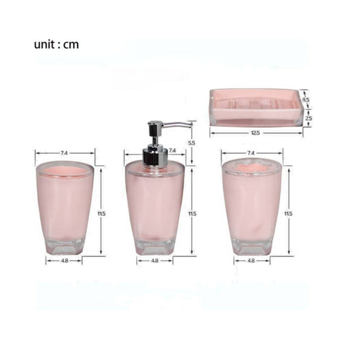 4 Pieces 4 Piece Bathroom Set Minimalist Design for Dorm Room