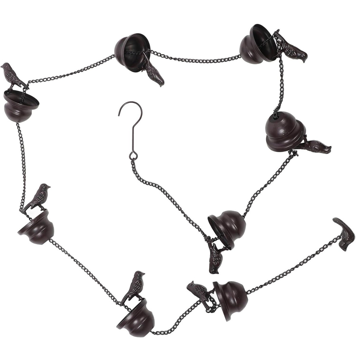 Vintage Metal Rain Chain with Bird Decor for Outdoor Garden