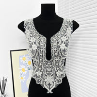 Handmade Beaded White Collar Flower with Sequins for Dresses