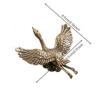 Gilded Crane Figurine Engraved Feathers Gilded Bird Figurine Metal Table Ornament