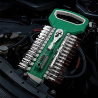 30 Pieces Metric Socket and Ratchet Tool Kit Quick-Release Socket Set with Storage Case Reversible Tools Long-Lasting for Garage