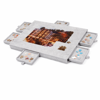 Foldable Puzzle Board for Kids with Storage Drawers and Cover, 1000 Piece Felt Mat with Built-In Stand, Indoor Home Case