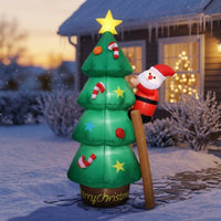 Christmas Tree with Climbing Santa Easy Setup Inflatable Christmas Tree with Santa Decoration Lightweight Outdoor for Families