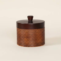 Lidded Wooden Jar Retro Design Round Wooden Canister Environmentally Conscious