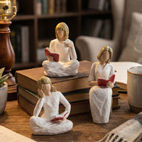European Minimalist Resin Figurine - Girl Reading Book