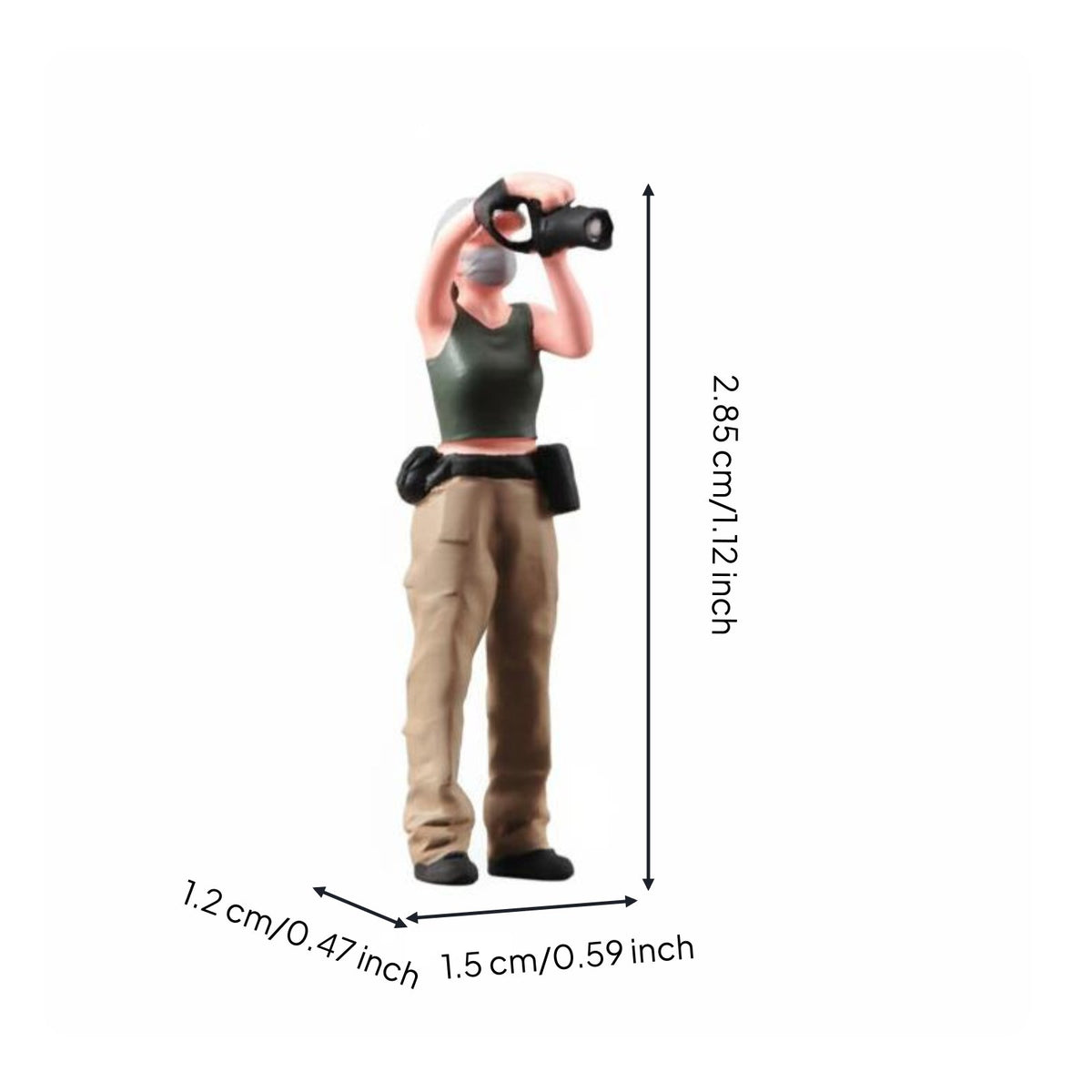 1/64 Scale Photographer Figure Highly Detailed Photographer Model Figure High Detail Miniature Street People Figurine for Hobbyists