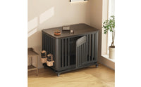 Dog Crate with Wheels Multipurpose Dog Crate with Pull-out Tray Decorative Wooden Kennel for Small Dogs