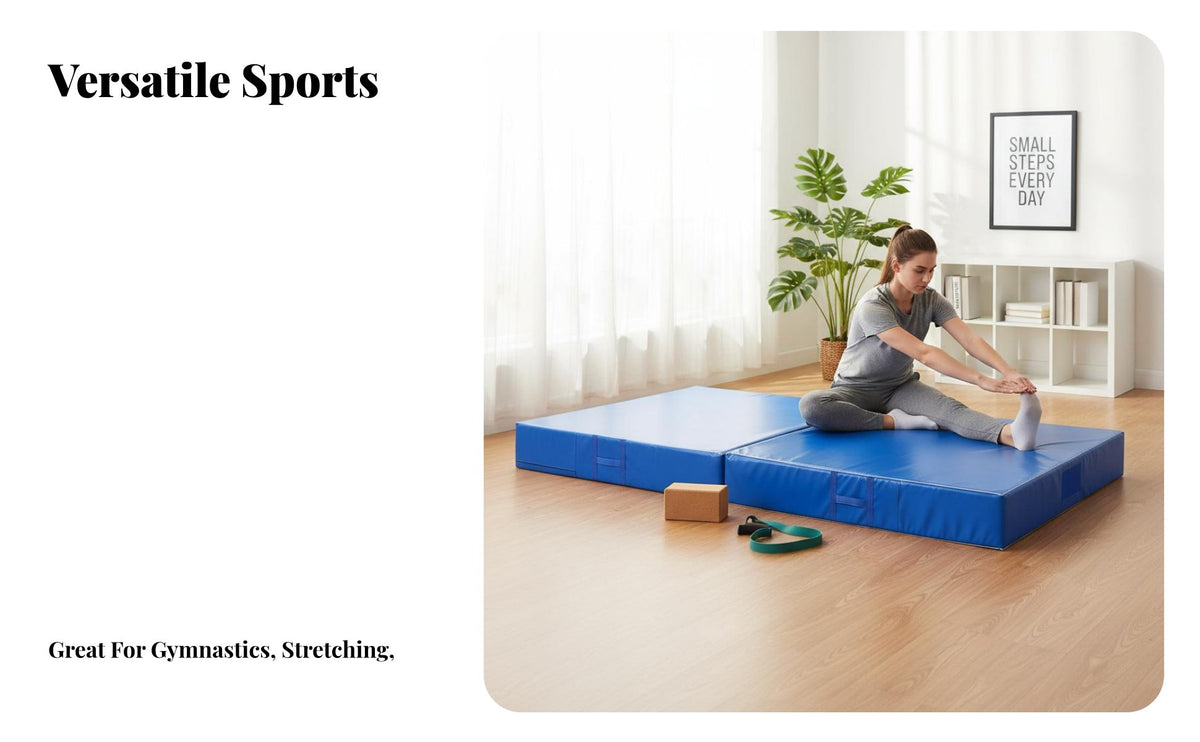 Foldable Gymnastics Mat Thickened Cushion Folding Gymnastics Mat Sturdy PVC Cover Thick High Landing Mat for Gymnasts, Athletes, Dojo, Dance Studio