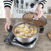 Induction Hob Milk Pan and Stainless Steel Pot for Home Cooking, Small Saucepan with Glass Lid for Electric Hobs, Double Ear Cooking Pot