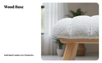Puffy-Shaped Ottoman Solid Wood Legs Vanity Stool Space-Saving for Dressing Room