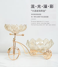 欧式轻奢自行车玻璃果盘干果盘家用现代简约客厅餐桌酒柜创意摆件