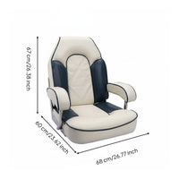 Marine Steering Chair Rounded Edges Upholstered Steering Chair Metal Side Supports Steersman Boat Seat