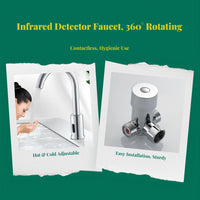 Touchless infrared faucet, hot/cold.