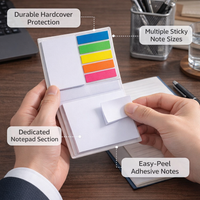 Sticky Notes Set with Hard Cover, Multi Function Notepad Organizer for Desktop Organization, Repositionable for Note Taking for Students