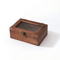 Wooden Box with Glass Lid Rustic for Desk