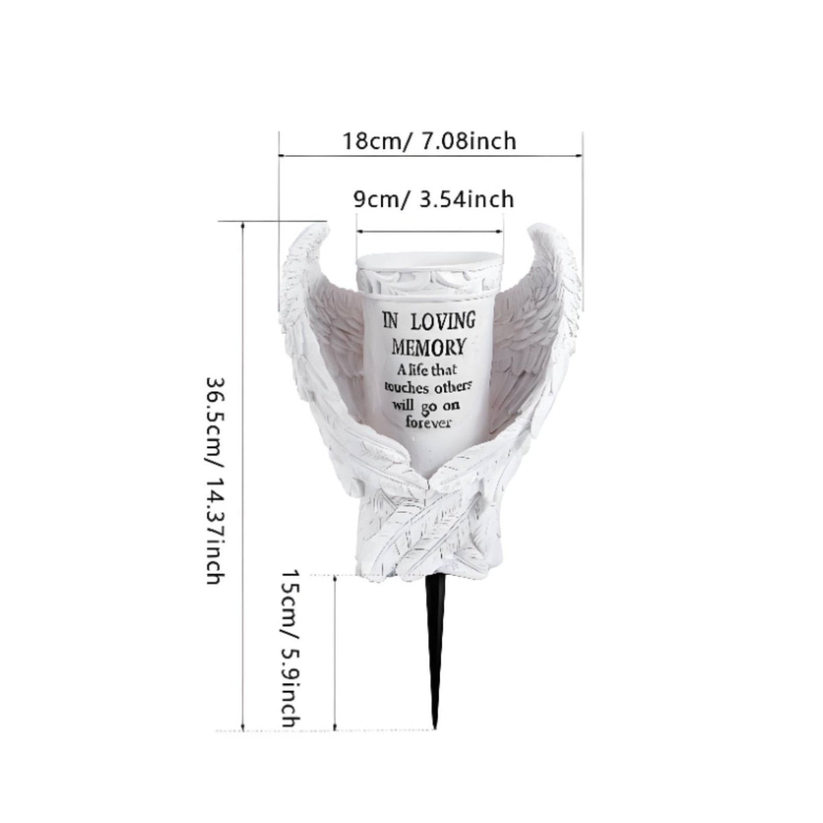 Angel Plumes Cemetery Vase Resin Memorial Flower Holder in Loving Memory