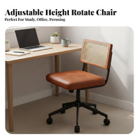 Cane Back Rolling Chair Ergonomic Design Office Seating Reclining Function