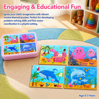 Wooden Puzzle Set for Adults, 4-in-1 Educational Puzzles, Cognitive Skill & Problem Solving, 9/12/15/20 Piece puzzle with Storage Tin