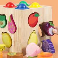 Hand-Eye Coordination 4 in 1 Toy Set Fine Dexterity Skills Wooden Activity Box Educational Fishing Game Paint for Preschoolers, Preschool