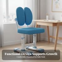 Kids Study Desk and Chair Set Large Work Surface Height Adjustable Student Desk Rounded Corners Ergonomic Children's Study Table for Students, Bedroom
