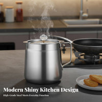 Stainless Steel Oil Strainer Pot Large Capacity Strain Can Meat Pan Drippings Container with Strainer