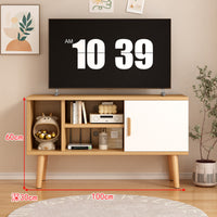 Minimalist TV Cabinet Stable Structure Small TV Console with Storage Raised Leg Design Narrow Media Cabinet for Bedroom