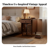 Nightstand with Fluted Glass Door Retro design Bedroom Furniture for Homeowners