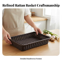 Braided Organizer Basket Multifunctional Imitation Rattan Basket Wicker Tray for Kitchen, Restaurant, Washroom