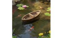 Pond Landscape Boat Realistic Wood Texture Garden Decor for Courtyard