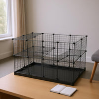 36 Pieces Wire Mesh Pet Fence Modular Door Panel Pen Sturdy