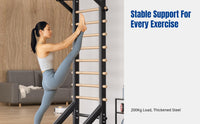 Wall Bars, Indoor Pull-Up Bar, Multi-Functional Training Station for Children, Home Gym, Rehabilitation Equipment, Space-Saving, Beech Wood
