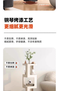 白色旋转置物架客厅转角落地书柜置物架奶油风简易收纳架简约实用