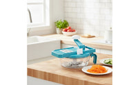 Multifunction Manual Vegetable Cutter with Bowl Interchangeable Multi Blade Mandoline Cutter Space-Saving Manual Vegetable Grater Countertop-Friendly for Home Cooks
