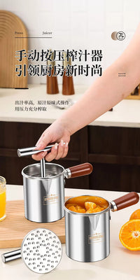 Stainless Steel Manual Juicer, Mini Portable with Spout Design
