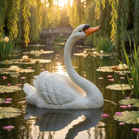 Floating Swan Sculpture Orange Beak Swan Pond Ornament Ornamental Lightweight