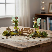 2 Pieces Miniature Fairy Garden Figures Handmade Glowing Appendage Elf Statues