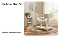 Bus-Shaped Desk and Chair Combo Adjustable Height children's Desk and Chair Set Space Theme Mobile Design for Preschoolers, Home