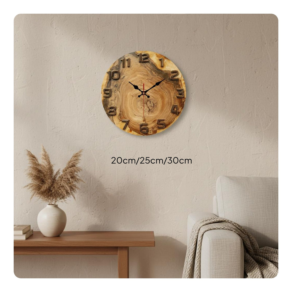 Wood Grain Wall Clock Natural Texture Rustic Round Clock for Living Room, Office