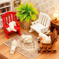 Dollhouse娃娃屋微缩家具椅子模型ob11仿真迷你木制摇椅装饰摆件