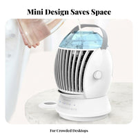 Mini Water Cooling Fan Cools & Humidifies Mini Air Chiller Fan Compact Design USB Electric Air Chiller for Students, Office Workers, Dorm Room