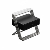 2-Tier Glass and Metal End Table adaptable Use Nightstand Easy Assembly