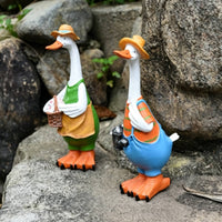 Resin Duck Figurine Easy to Place Long-Neck Duck Figurine Weather-Resistant