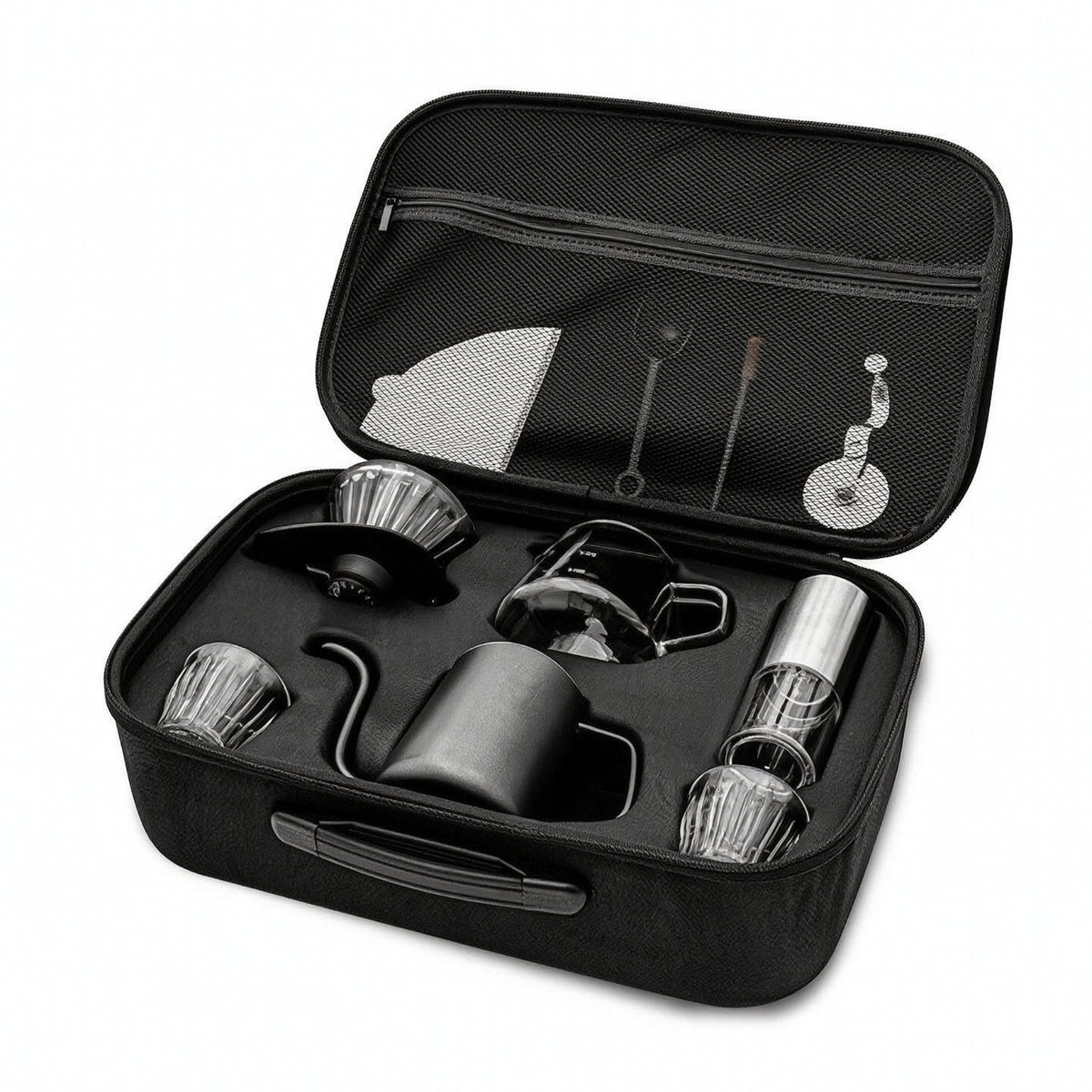 Travel Coffee Maker Kit Space-Saving Coffee Kit with Grinder Manual for Camping