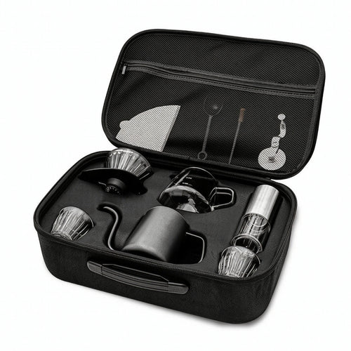 Travel Coffee Maker Kit Space-Saving Coffee Kit with Grinder Manual for Camping