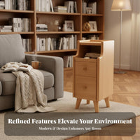 Slim Nightstand Versatile Slim 2-Drawer Cabinet No Assembly Required for Bedroom