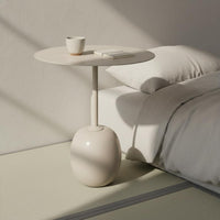 Round Pedestal Side Table Rustic Elegance Aesthetic Round Drink Stand Minimalist Furniture for Apartment Dwellers, Bedroom, Small Areas