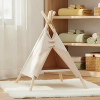 Cat Tent with Wooden Frame Removable Pet Cover Teepee Washable Pet Teepee for Cats, Small Dogs, Living Room, Indoor