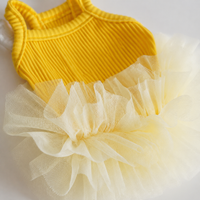 Kumquat Yellow Dog Dress, Knitted Ballet Pet Clothes for Small Dogs Girl, Lightweight Puppy Outfit for Spring Summer Autumn