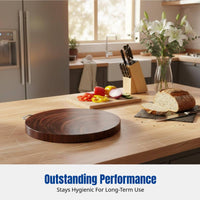 Round Ironwood Chopping Board, Microbial Resistant, Thick Durable Wood, Kitchen Cutting Board, Easy to Clean