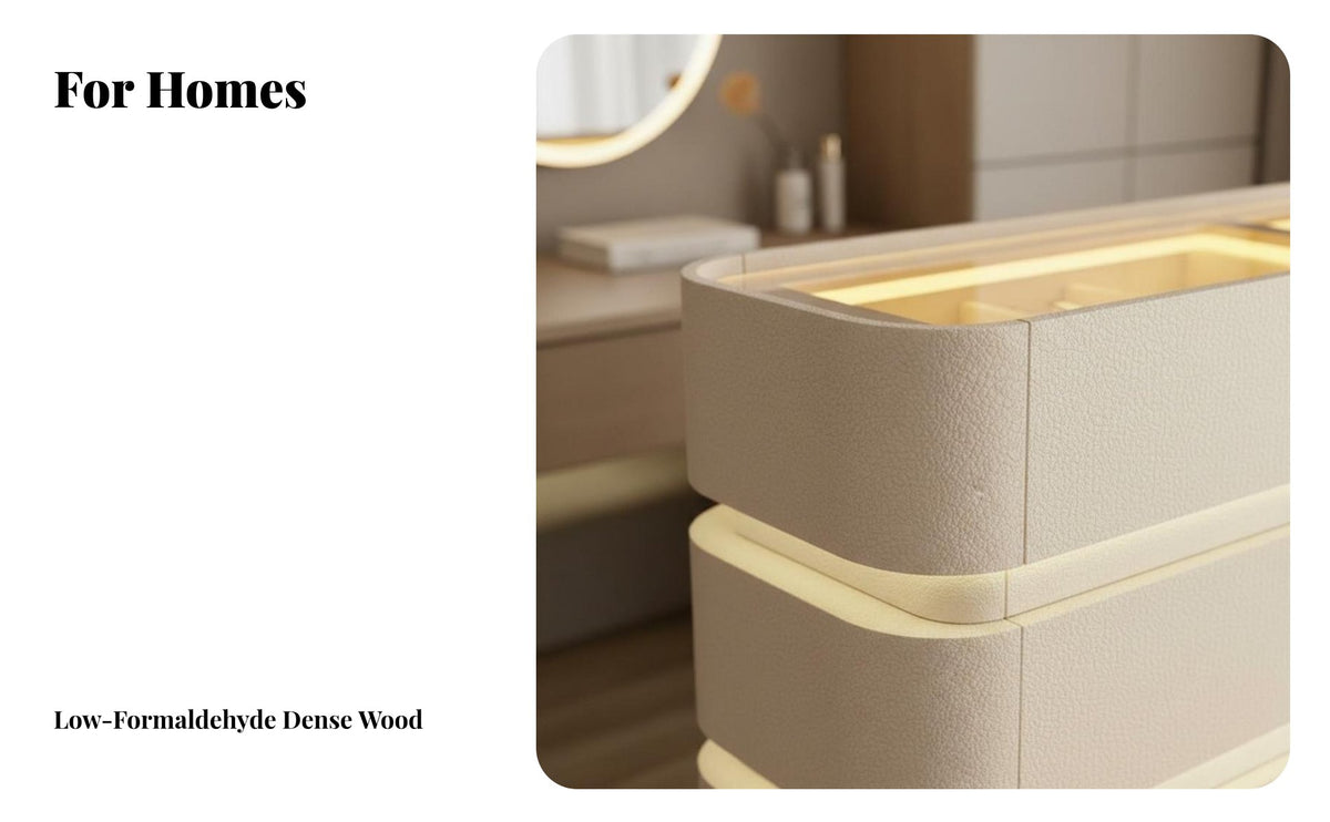 Creamy Aesthetic Wavy Front 6-Drawer wardrobe chest Slim contour Dressing Table Multifunctional Chest of Drawers Modern Design for Apartment Dwellers, Homeowners, Families, Bedroom, Living Room, Hallway, Office